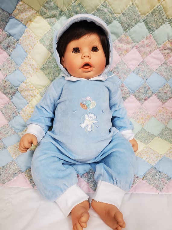 19" Snuggle Kids Doll | Soft Body with Weighted Pellets | Blue Veloud Sleeper with Hat