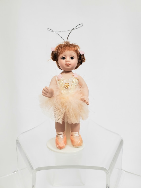5" Porcelain Ballerina Doll with Stand and Ornament Hanger