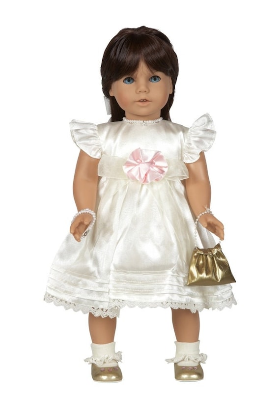 Satin Dress with Purse, Hair Barrette, Necklace and Bracelet | Fits Most 18" Girl Dolls | 18 Inch Doll Clothes