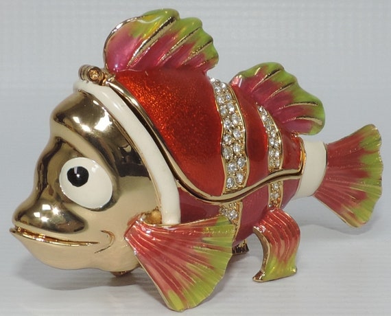 Gold Clownfish Trinket Box with Crystal Accents