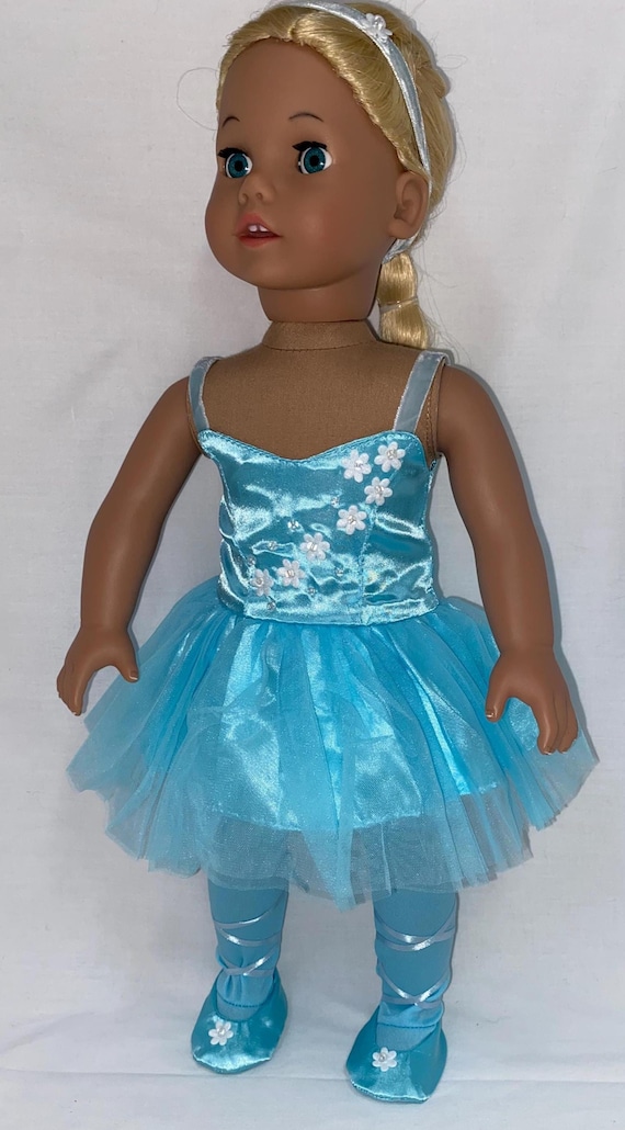 Aqua Ballet Set with Tights and Ballet Shoes | Fits Most 18" Girl Dolls | 18 Inch Doll Clothes