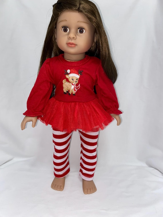 Red and White HolidayReindeer Pants Set | Fits Most 18" Dolls | 18 Inch Doll Clothes