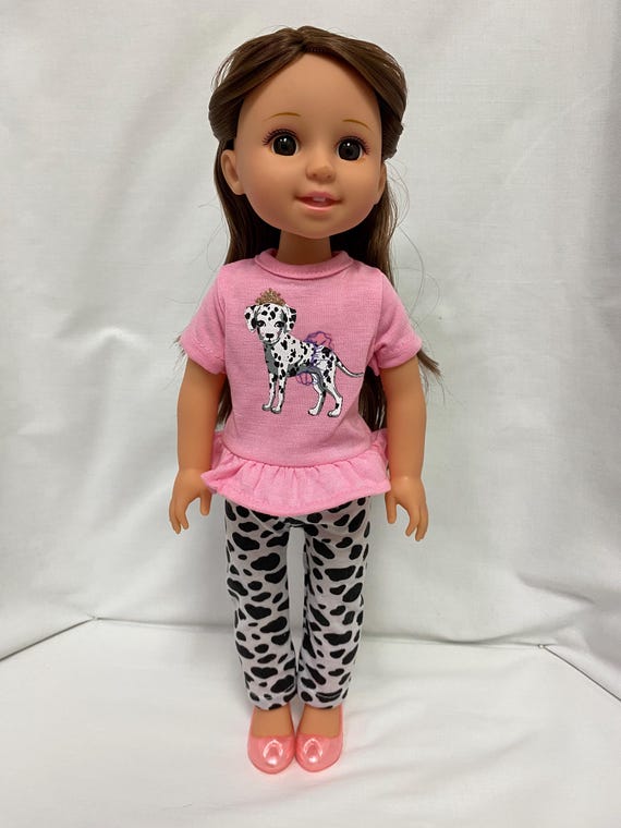 14.5" Pink Dalmatian Pants Set | 14.5" Doll Clothes | Fits 14.5 in Slim Body Dolls