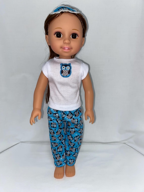 14.5" Blue and White Owl Print Pajama Set | 14.5" Doll Clothes | Fits 14.5 in Slim Body Dolls