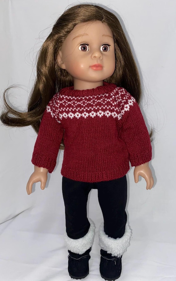 Burgundy Sweater Set with Boots | Fits Most 18" Dolls | 18 Inch Doll Clothes