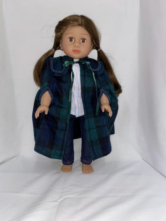Classic  Blue and Green Plaid Cloak Coat | Fits Most 18" Dolls | 18 Inch Doll Clothes