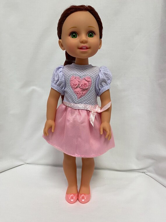 14.5" Pink Hearts Dress | 14.5" Doll Clothes | Fits 14.5 in Slim Body Dolls