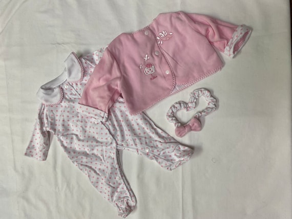 Clothing Set for 19-20" Baby Dolls | Pink Polka Dot Sleeper Set