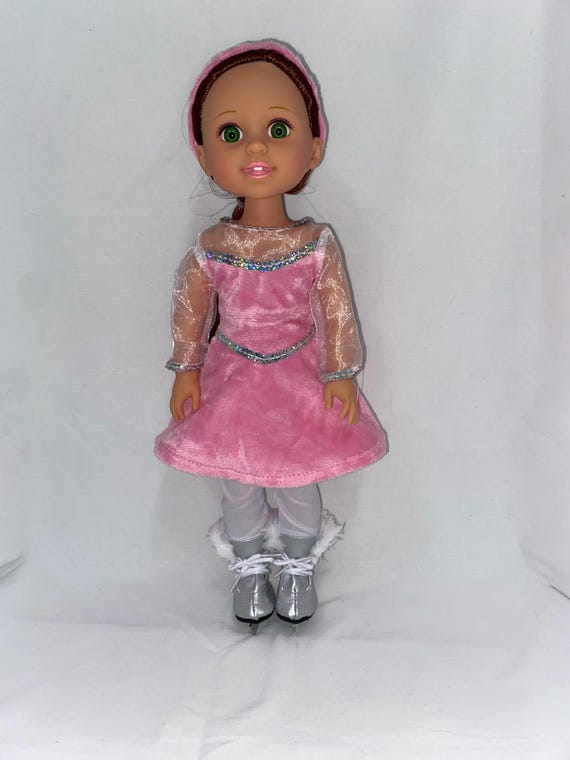 14.5" Pink Ice Skating Set with Silver Skates | 14.5" Doll Clothes | Fits 14.5 in Slim Body Dolls