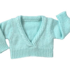 Aqua Blue V-neck Sweater | Fits Most 18" Girl Dolls | 18 Inch Doll Clothes