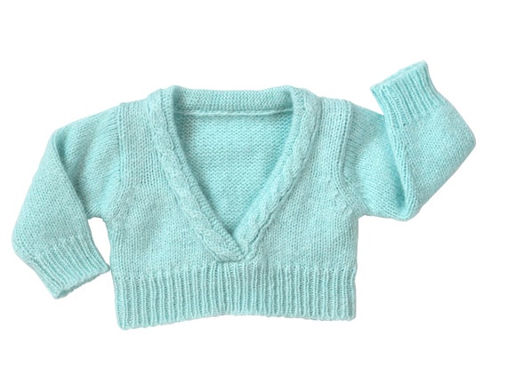 Aqua Blue V-neck Sweater | Fits Most 18" Girl Dolls | 18 Inch Doll Clothes