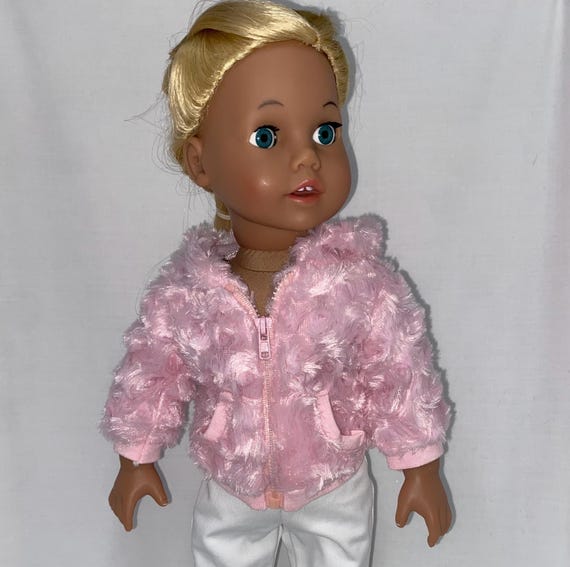 18" Pink Faux Fur Jacket with Hood | Fits Most 18" Girl Dolls | 18 Inch Doll Clothes