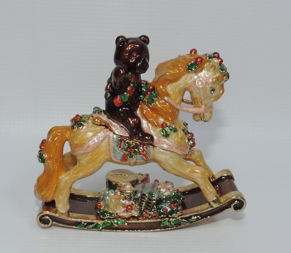 Rocking Horse with Teddy Bear Trinket Box