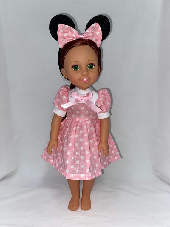 14.5" Pink Polka Dot "Little Mouse" Dress Set | 14.5" Doll Clothes | Fits 14.5 in Slim Body Dolls