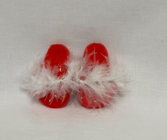 Red and White Holiday Rhinestone Slippers | Fits Most 18" Dolls | 18 Inch Doll Clothes