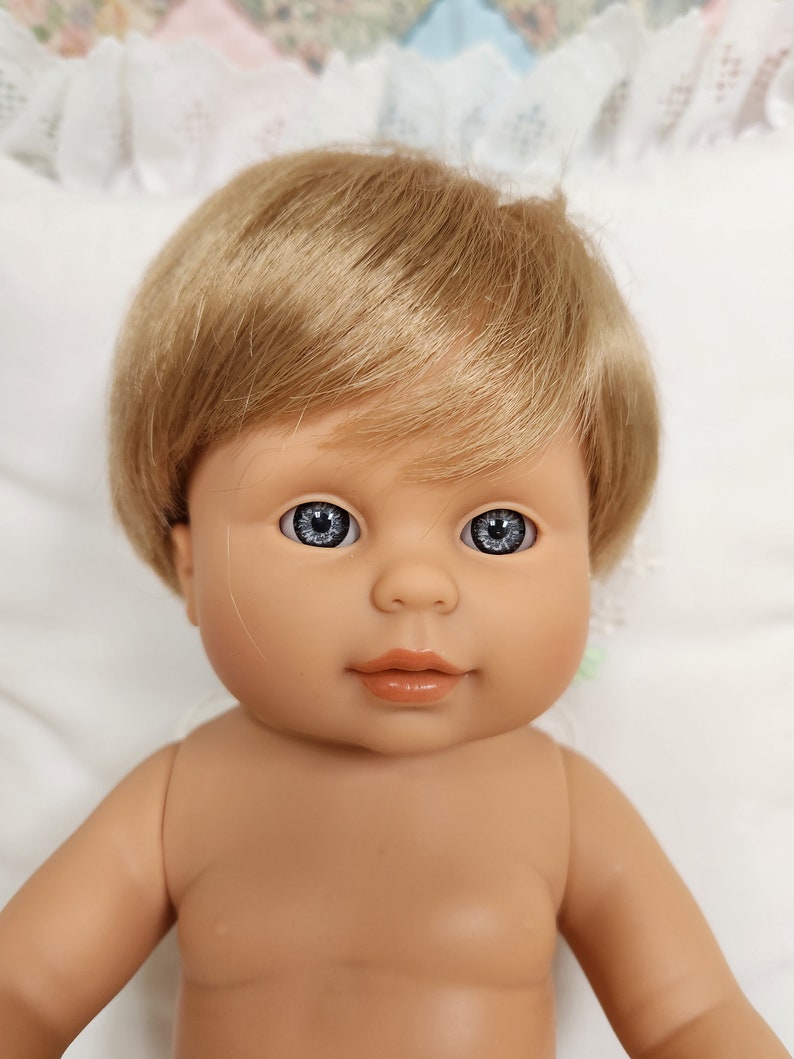 13.5 Tiny Baby Doll with Flannel Diaper Gender Neutral Doll White-Dark-Black-Asian Skin Tones White - Boy Hair