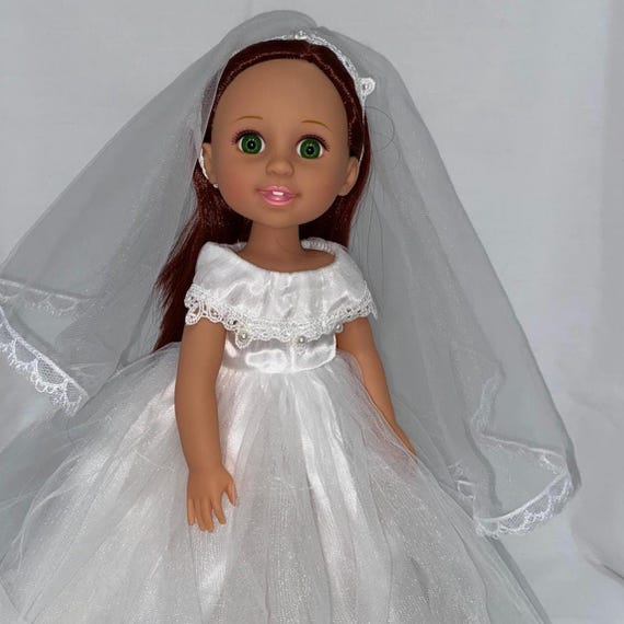 14.5" Wedding Dress with Veil | 14.5" Doll Clothes | Fits 14.5 in Slim Body Dolls