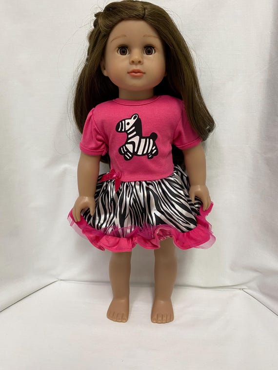 Hot Pink Zebra Dress | Fits Most 18" Dolls | 18 Inch Doll Clothes