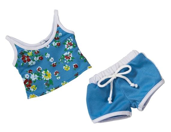 Blue Floral 2 piece Swimsuit | Fits Most 18" Girl Dolls | 18 Inch Doll Clothes