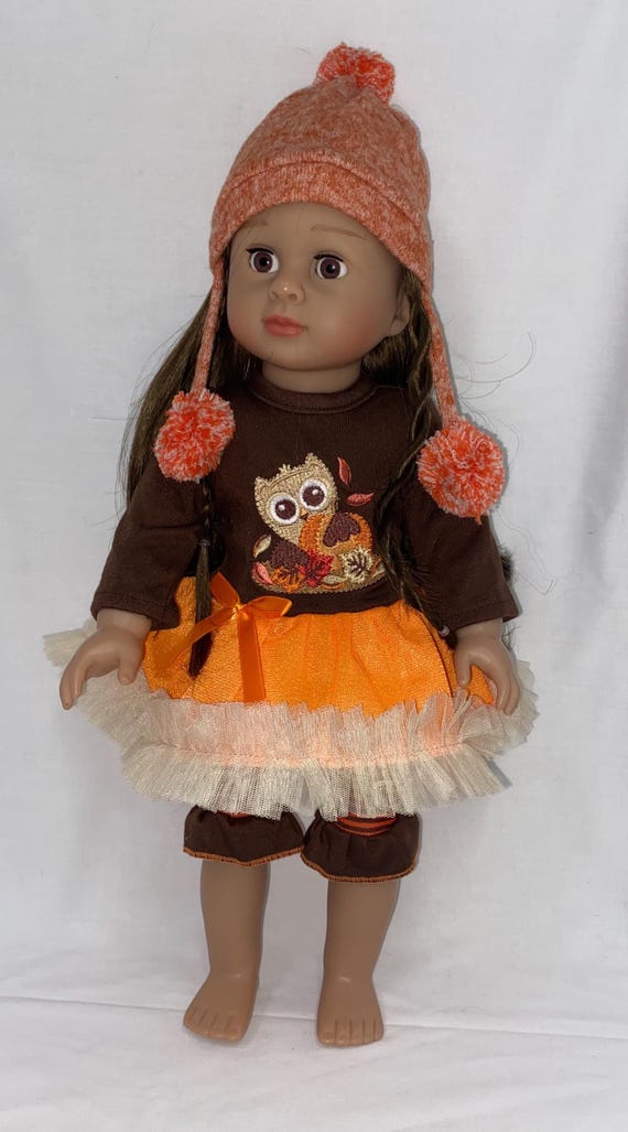 Orange and Brown Fall Owl Outfit | Fits Most 18" Dolls | 18 Inch Doll Clothes