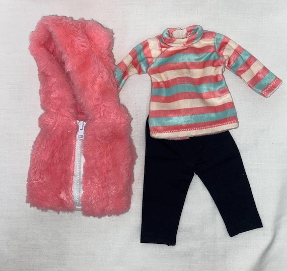 14.5" Pink Faux Fur Hooded Vest Set | 14.5" Doll Clothes | Fits 14.5 in Slim Body Dolls