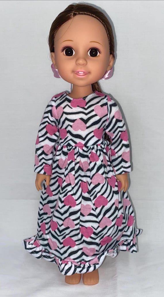 14.5" Zebra Hearts Print Nightgown  | 14.5" Doll Clothes | Fits 14.5" Slim Body Dolls