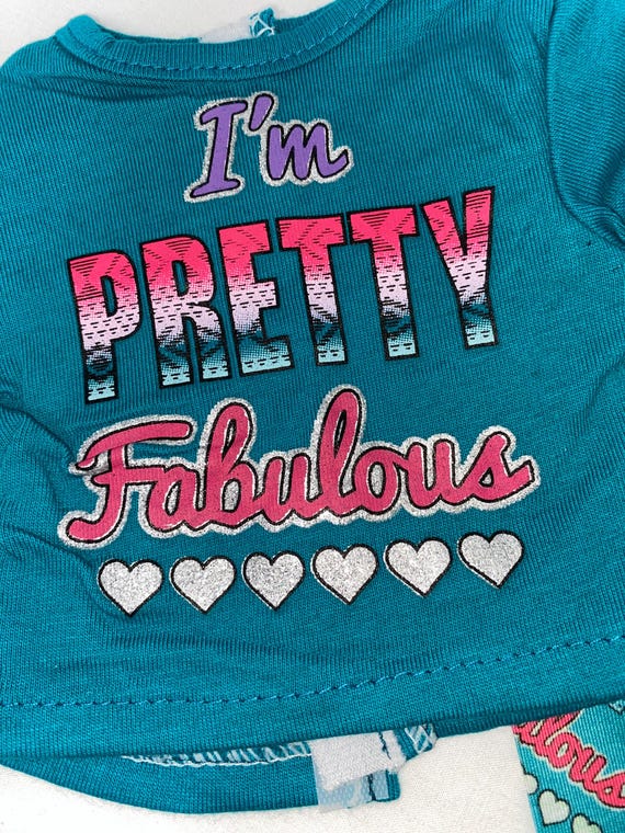 Teal "Pretty Fabulous" Pajamas Set | Fits Most 18" Girl Dolls | 18 Inch Doll Clothes