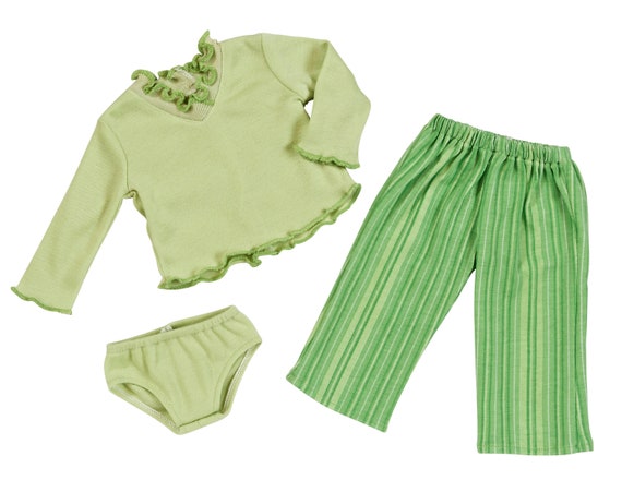 Green Stripe Pajama Set | Fits Most 18" Girl Dolls | 18 Inch Doll Clothes