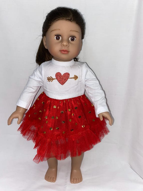 Red and White Heart Dress | Fits Most 18" Dolls | 18 Inch Doll Clothes