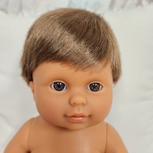 13.5 Tiny Baby Doll with Flannel Diaper Gender Neutral Doll White-Dark-Black-Asian Skin Tones Dark - Boy Hair