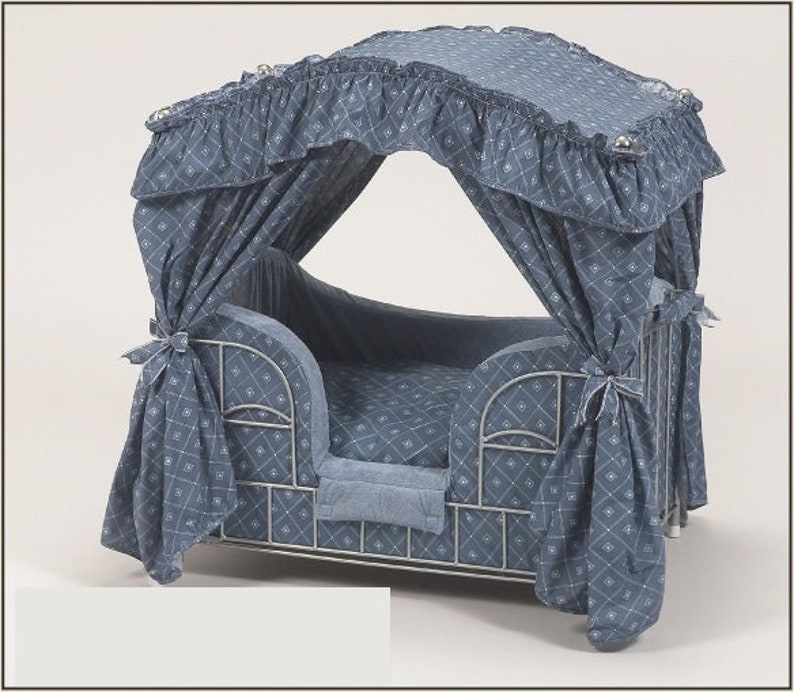 Lazy Paws Designer Canopy Pet Bed Blue Diamonds w/Silver Frame image 1