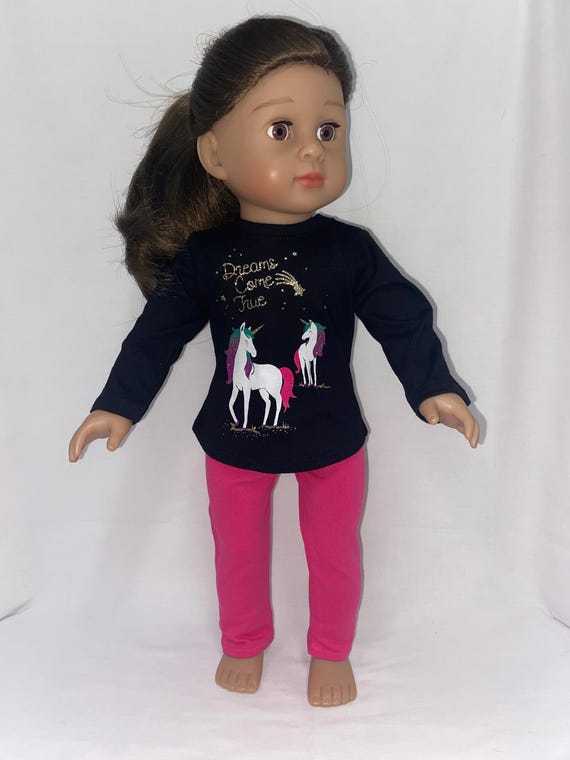 Unicorn "Dreams Come True" Glitter Pants Set  | Fits Most 18" Girl Dolls | 18 Inch Doll Clothes