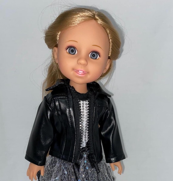 14.5" Black Faux Leather Jacket | 14.5" Doll Clothes | Fits 14.5 in Slim Body Dolls