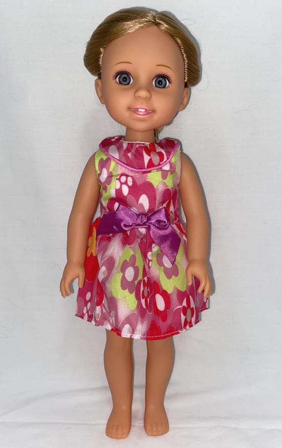 14.5" Pink Floral Print Dress | 14.5" Doll Clothes | Fits 14.5 in Slim Body Dolls