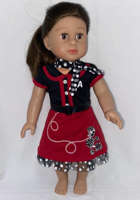 1950s Poodle Dress Set with Shoes | Fits Most 18" Girl Dolls | 18 Inch Doll Clothes