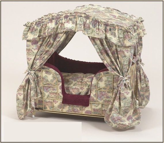 Lazy Paws Designer Canopy Pet Bed - French Country w/Gold Frame