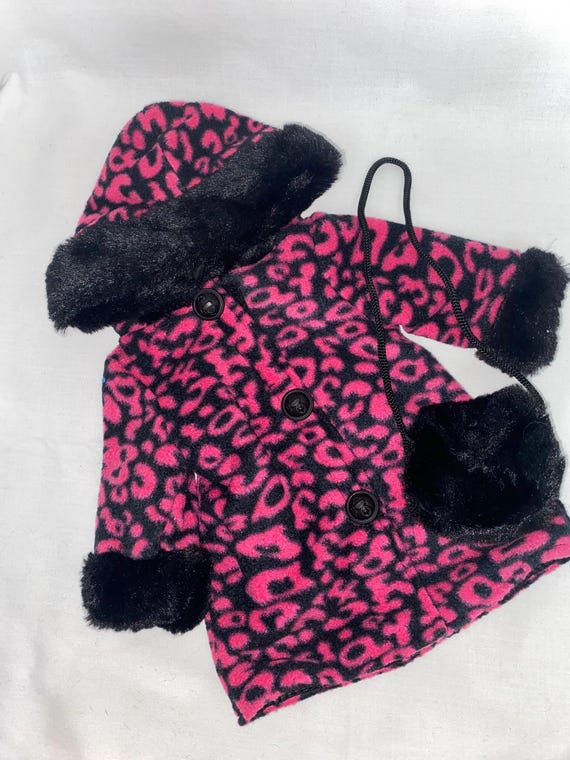 Hooded Magenta Leopard Coat Set with Faux Fur Trim | Fits Most 18" Girl Dolls | 18 Inch Doll Clothes