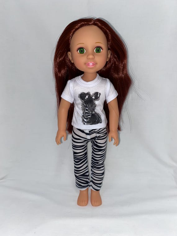 14.5" Zebra Print pants with Zebra Graphic Tee | 14.5" Doll Clothes | Fits 14.5 in Slim Body Dolls
