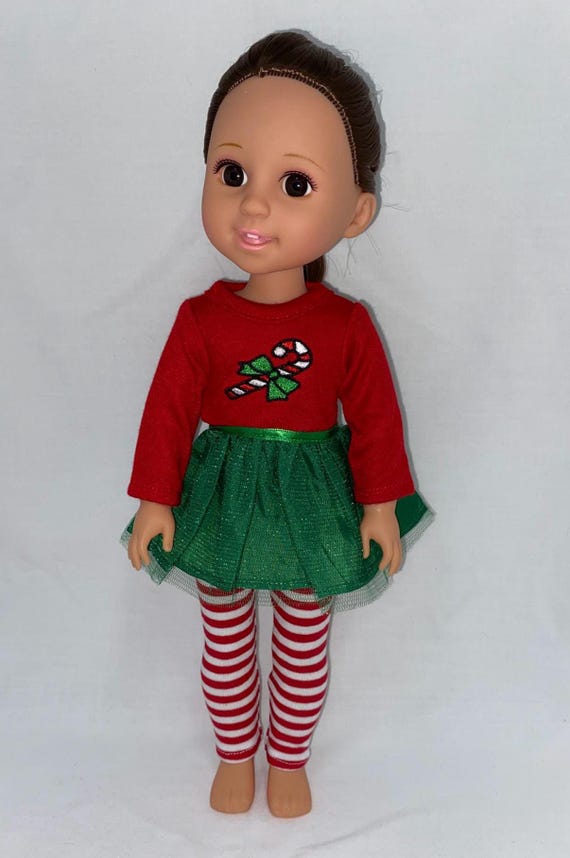 14.5" Red and Green Candy Cane Pants Set | 14.5" Doll Clothes | Fits 14.5 in Slim Body Dolls