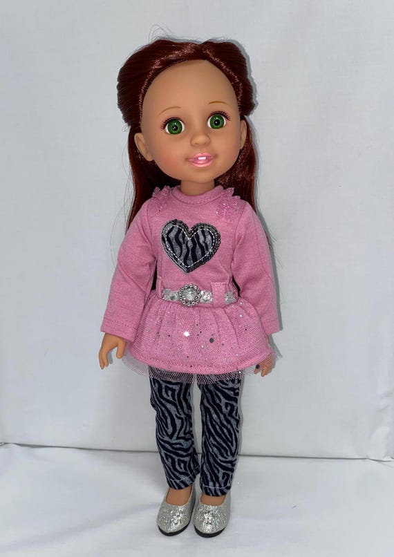 14.5" Pink Top with Zebra Print Pants and Glitter Flats | Fits Most 14.5" Girl Dolls | 14.5 Inch Doll Clothes