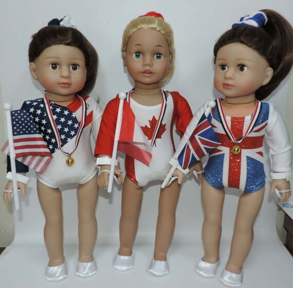 6 pc. Gymnastics Set - Great Britain or Canada | Fits Most 18" Girl Dolls | 18 Inch Doll Clothes