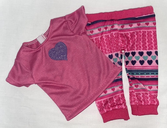 Glitter Pink Hearts Pants Set | Fits Most 18" Girl Dolls | 18 Inch Doll Clothes