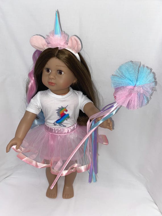 18in Pastel Rainbow Unicorn Princess  Birthday Outfit | Fits Most 18" Dolls | 18 Inch Doll Clothes