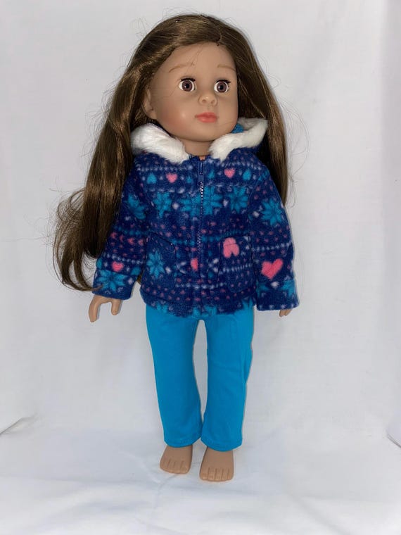 Blue Fleece Snowflake Jacket with Aqua Leggings  | Fits Most 18" Dolls | 18 Inch Doll Clothes
