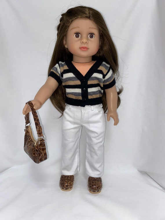 Striped Sweater and White Pants Set | Fits Most 18" Girl Dolls | 18 Inch Doll Clothes
