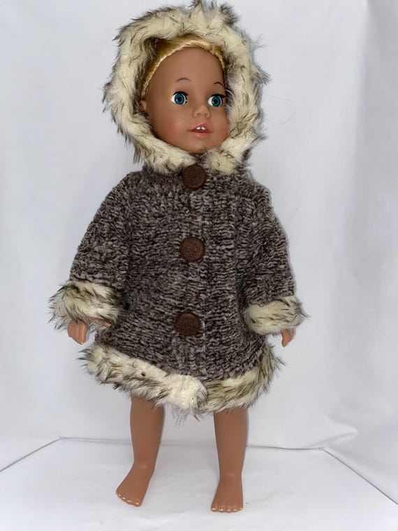 Hooded Brown Coat with Faux Fur Trim | Fits Most 18" Girl Dolls | 18 Inch Doll Clothes