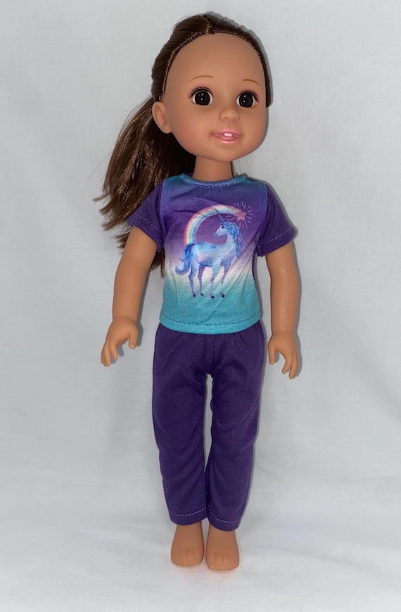 14.5" Purple Unicorn Pants Set | 14.5" Doll Clothes | Fits 14.5 in Slim Body Dolls