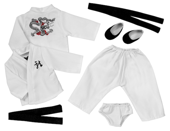 Karate Outfit with Embroidered Dragon | Fits Most 18" Girl Dolls | 18 Inch Doll Clothes