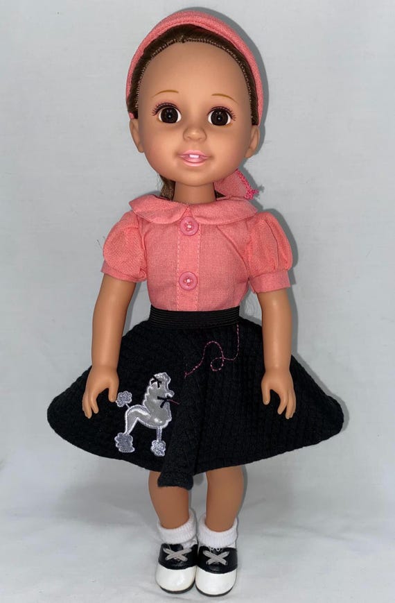 14.5" 1950s Poodle Skirt Set | 14.5" Doll Clothes | Fits 14.5 in Slim Body Dolls