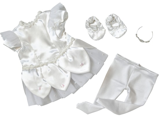 White Ballet Recital Outfit Set with Tiara | Fits Most 18" Girl Dolls | 18 Inch Doll Clothes